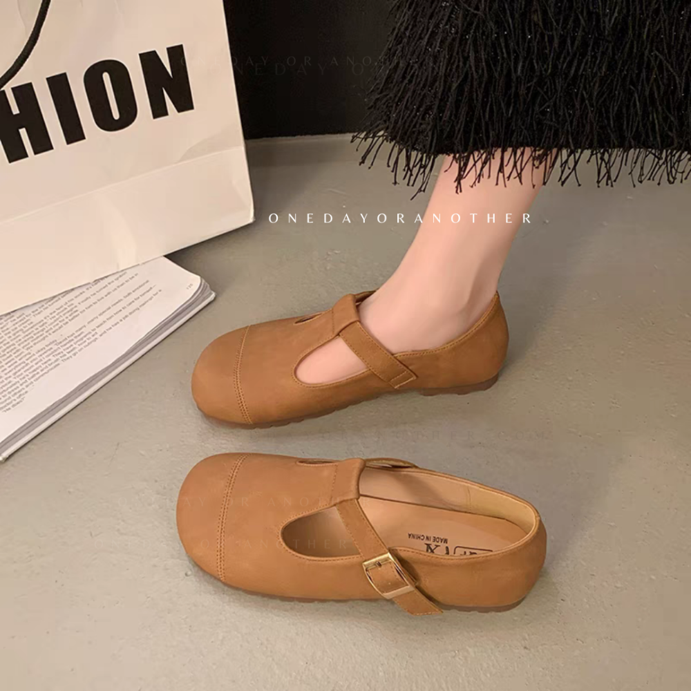 皮革T字休閒鞋 瑪麗珍鞋 金屬釦 休閒鞋 娃娃鞋 舒適透氣 懶人鞋 穆勒鞋 軟不塞 全包鞋 半拖鞋 全包休閒鞋 852-細節圖8