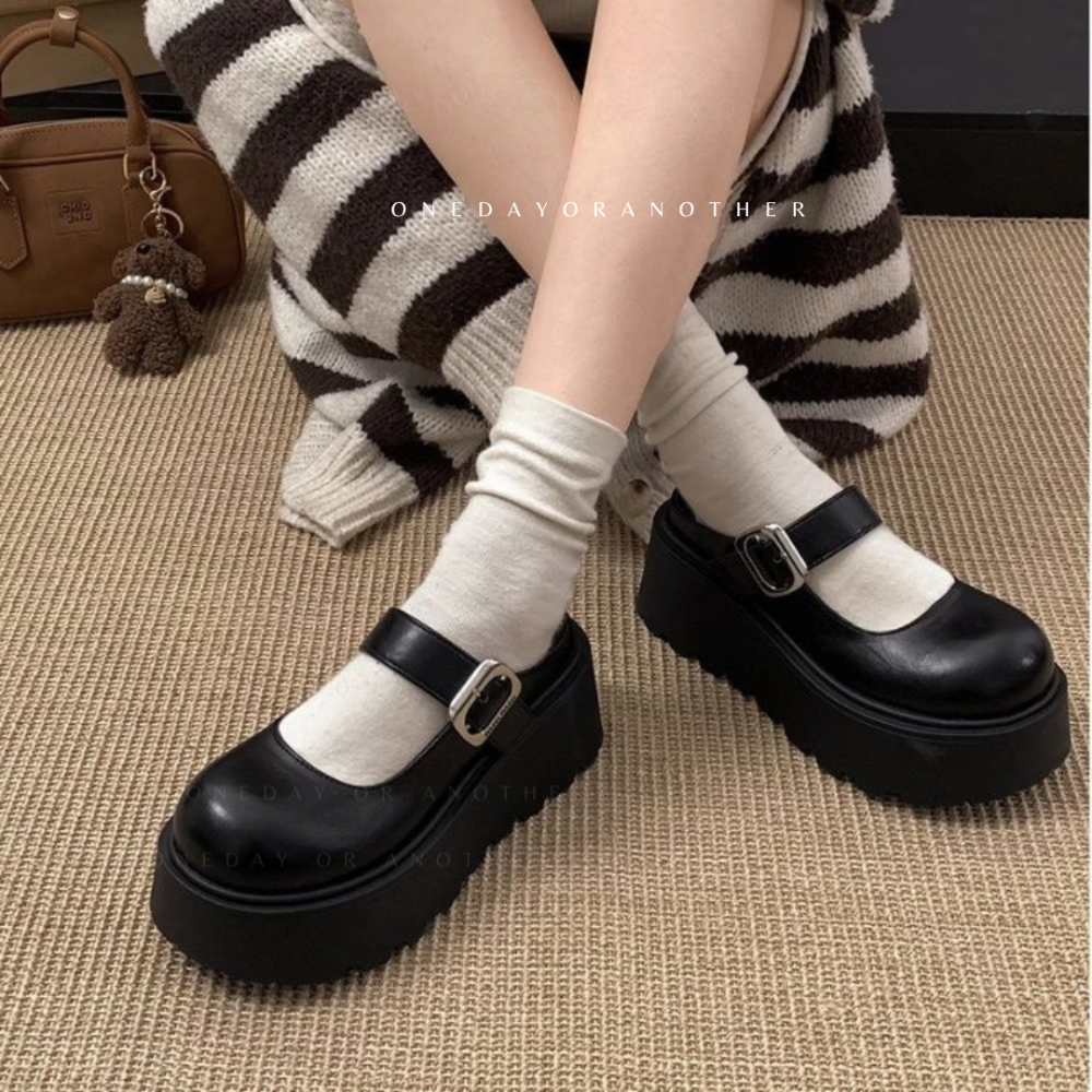 金屬釦瑪麗珍半拖鞋 厚底懶人鞋 懶人休閒鞋 穆勒鞋 半拖懶人鞋 包頭拖鞋 半包鞋 樂福鞋 柏肯拖鞋 涼拖鞋 9915-細節圖3