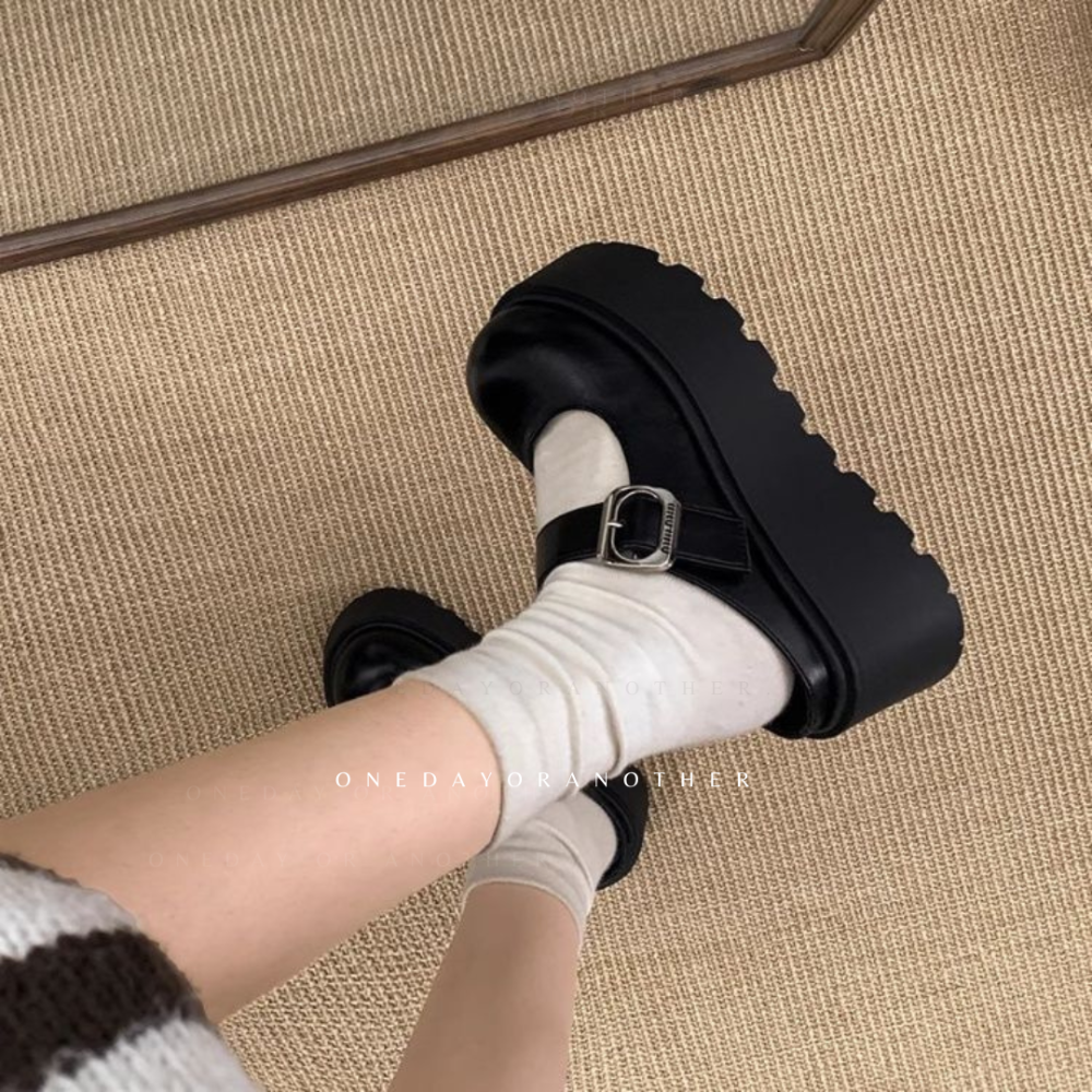 金屬釦瑪麗珍半拖鞋 厚底懶人鞋 懶人休閒鞋 穆勒鞋 半拖懶人鞋 包頭拖鞋 半包鞋 樂福鞋 柏肯拖鞋 涼拖鞋 9915-細節圖4