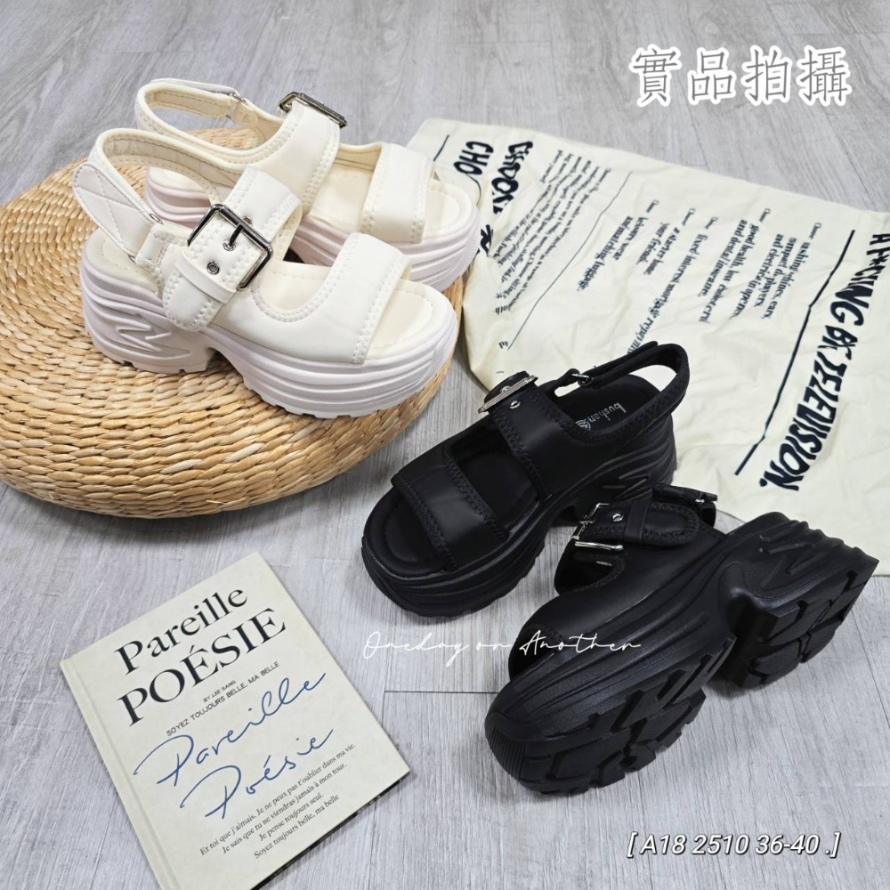 雙帶魔鬼氈厚底涼鞋 後帶可做調整 雙帶涼鞋 厚底涼鞋 涼拖鞋 輕量涼鞋 一字涼鞋 魔鬼氈涼鞋 羅馬涼鞋 沙灘鞋 2510-細節圖2