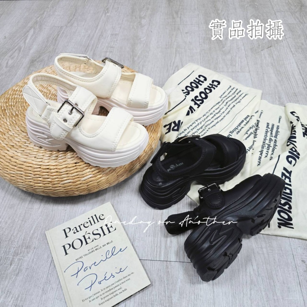 雙帶魔鬼氈厚底涼鞋 後帶可做調整 雙帶涼鞋 厚底涼鞋 涼拖鞋 輕量涼鞋 一字涼鞋 魔鬼氈涼鞋 羅馬涼鞋 沙灘鞋 2510-細節圖3