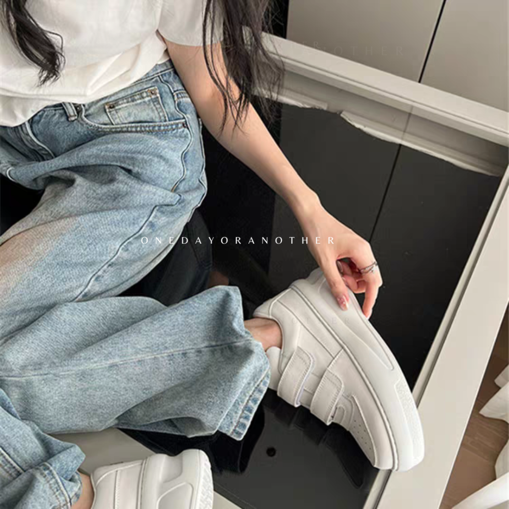 魔術貼小白鞋 休閒鞋 黏貼小白鞋 鬆糕鞋 厚底小白鞋 魔鬼氈白鞋 休閒鞋 平底鞋 可愛 白鞋 學生鞋 基本款 G2856-細節圖5