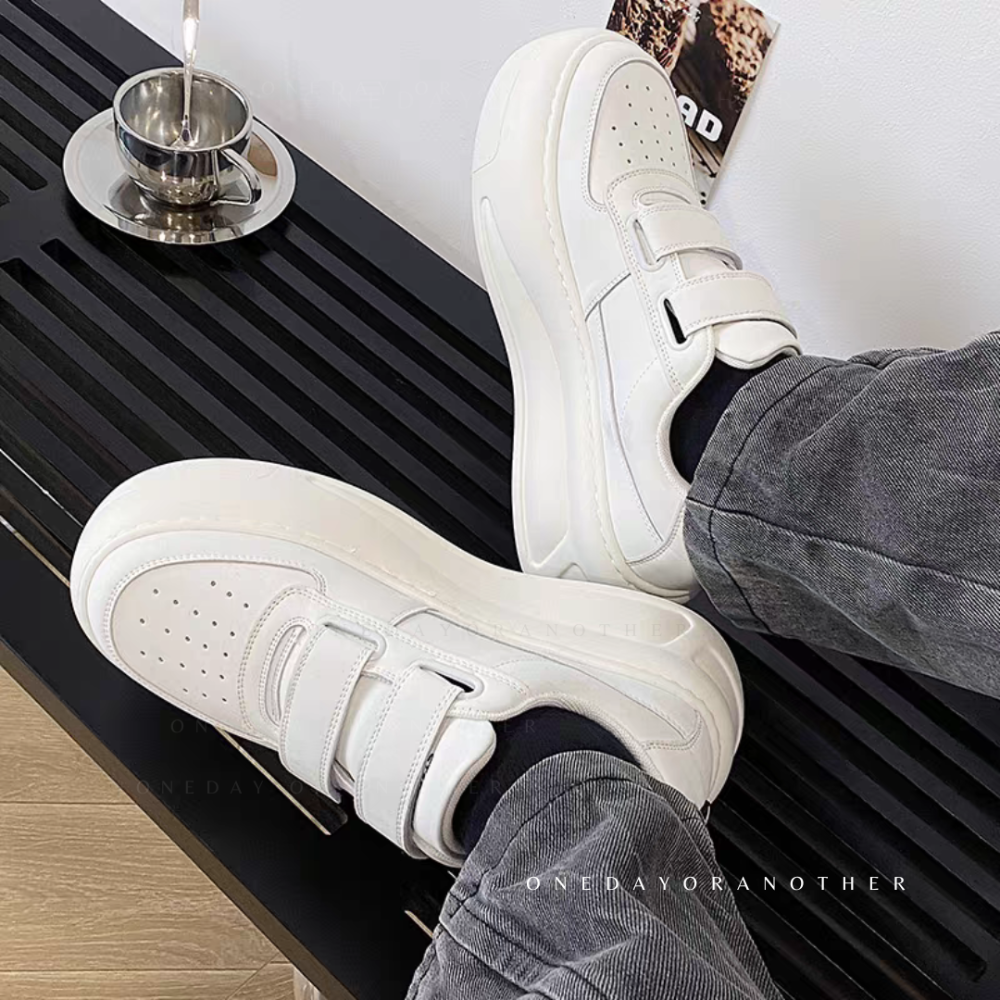 魔術貼小白鞋 休閒鞋 黏貼小白鞋 鬆糕鞋 厚底小白鞋 魔鬼氈白鞋 休閒鞋 平底鞋 可愛 白鞋 學生鞋 基本款 G2856-細節圖6