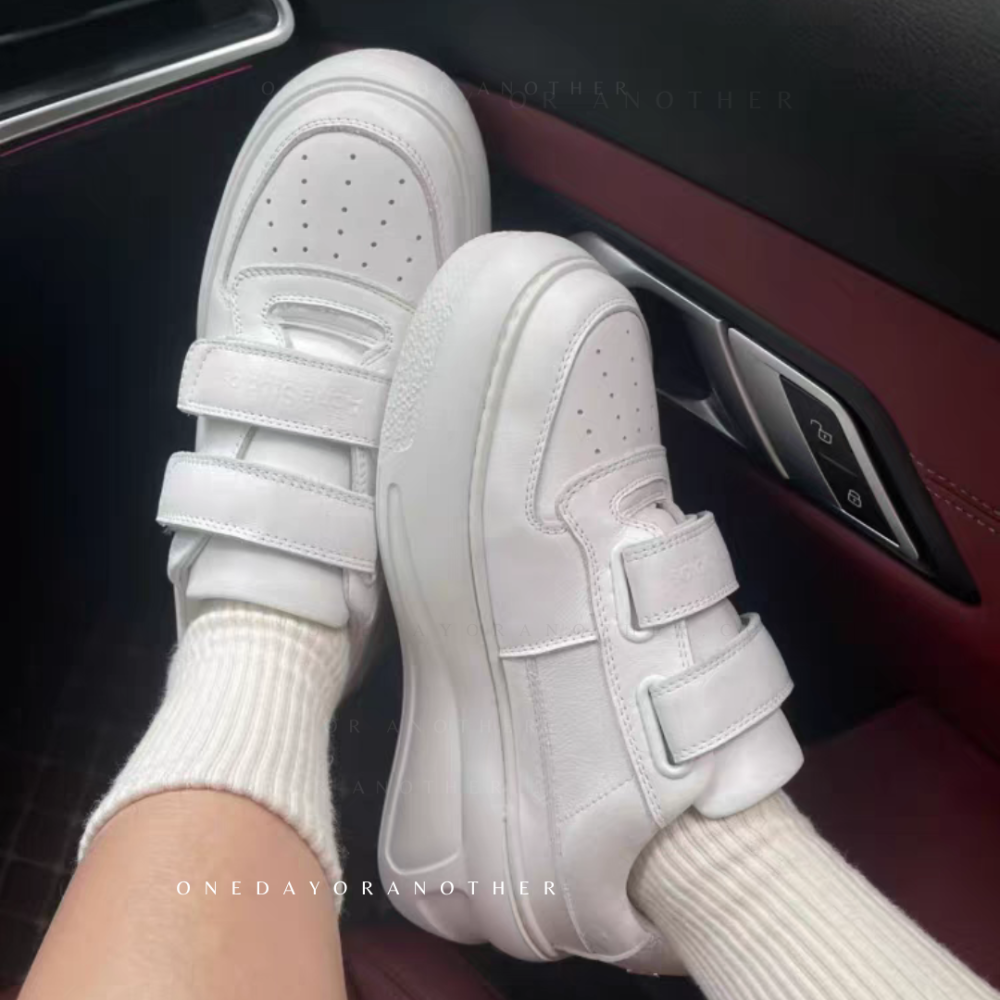 魔術貼小白鞋 休閒鞋 黏貼小白鞋 鬆糕鞋 厚底小白鞋 魔鬼氈白鞋 休閒鞋 平底鞋 可愛 白鞋 學生鞋 基本款 G2856-細節圖7