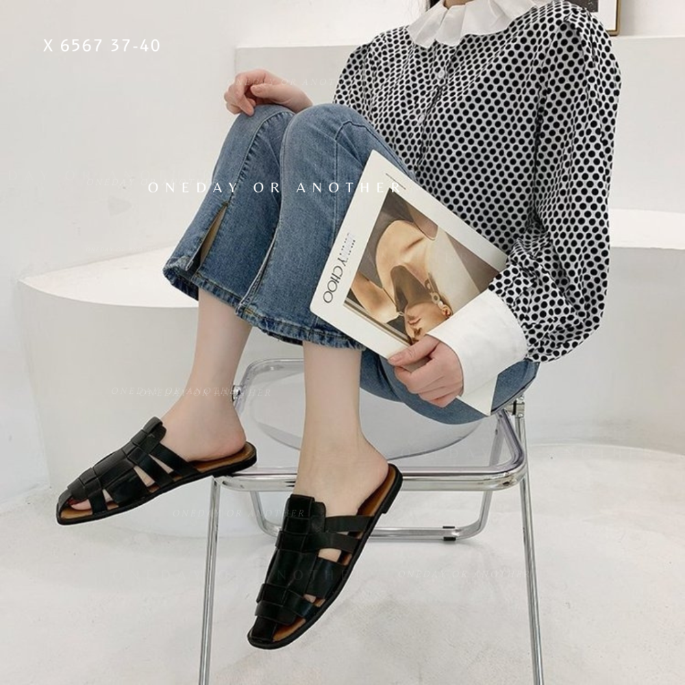 質感編織穆勒鞋 包頭平底鞋 百搭懶人必備 穆勒鞋 編織拖鞋 羅馬涼鞋 平底鞋 拖鞋 涼鞋 半拖鞋 懶人鞋 女鞋X6567-細節圖2