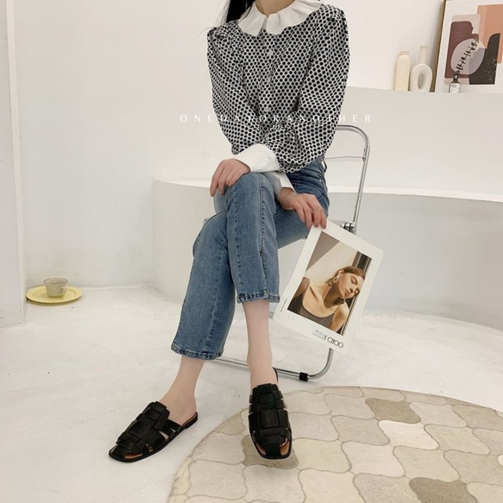 質感編織穆勒鞋 包頭平底鞋 百搭懶人必備 穆勒鞋 編織拖鞋 羅馬涼鞋 平底鞋 拖鞋 涼鞋 半拖鞋 懶人鞋 女鞋X6567-細節圖4