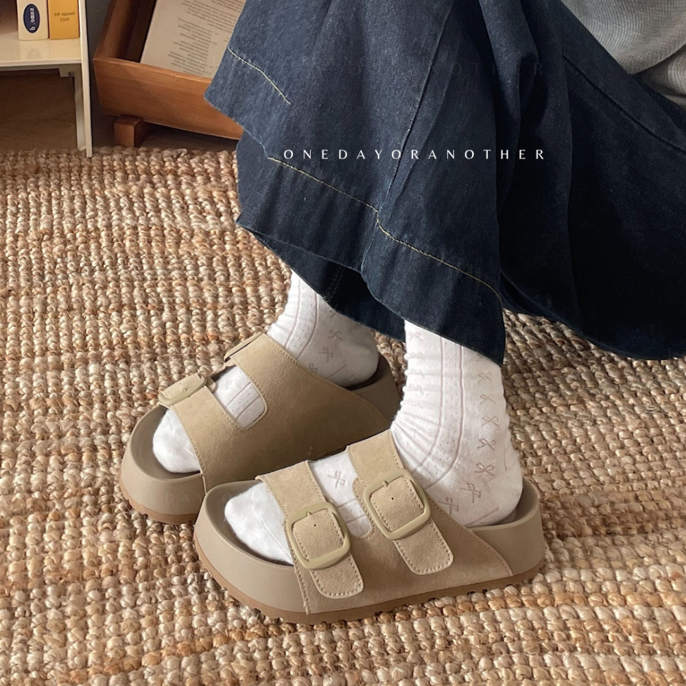 自留款 經典雙帶休閒厚底拖鞋 拖鞋女外出 平底涼拖鞋 涼拖鞋 厚底拖鞋 軟底拖鞋 涼拖鞋 外出拖鞋 勃肯鞋 G802-細節圖4