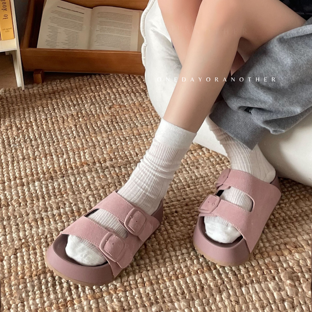 自留款 經典雙帶休閒厚底拖鞋 拖鞋女外出 平底涼拖鞋 涼拖鞋 厚底拖鞋 軟底拖鞋 涼拖鞋 外出拖鞋 勃肯鞋 G802-細節圖7