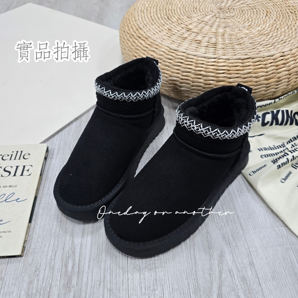 民族刺繡圓頭刷毛內裡加絨保暖短靴 北海道 保暖靴 舒適保暖 雪靴 一體成型 加絨加厚 防寒 2292-2-規格圖7