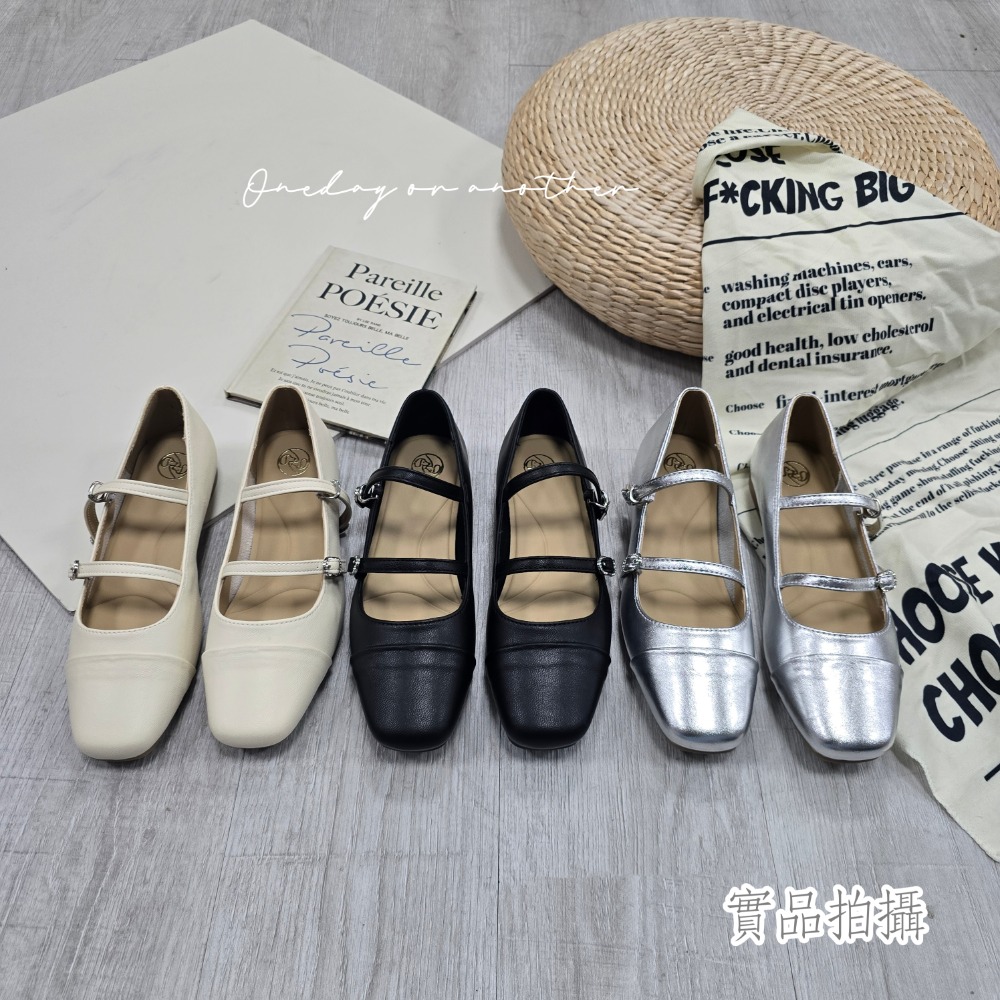 超柔軟 素面皮革一字帶金屬釦平底包鞋 瑪麗珍鞋 橡膠止滑 娃娃鞋 小皮鞋 平底鞋 上班鞋 便鞋 復古百搭 百搭9903B-細節圖3