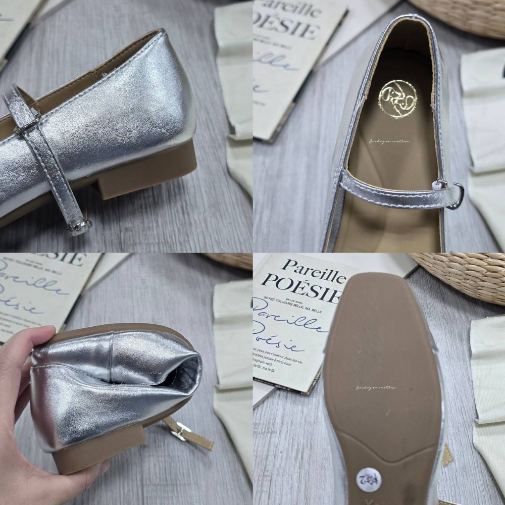 超柔軟 素面皮革一字帶金屬釦平底包鞋 瑪麗珍鞋 橡膠止滑 娃娃鞋 小皮鞋 平底鞋 上班鞋 便鞋 復古百搭 百搭9903B-細節圖9