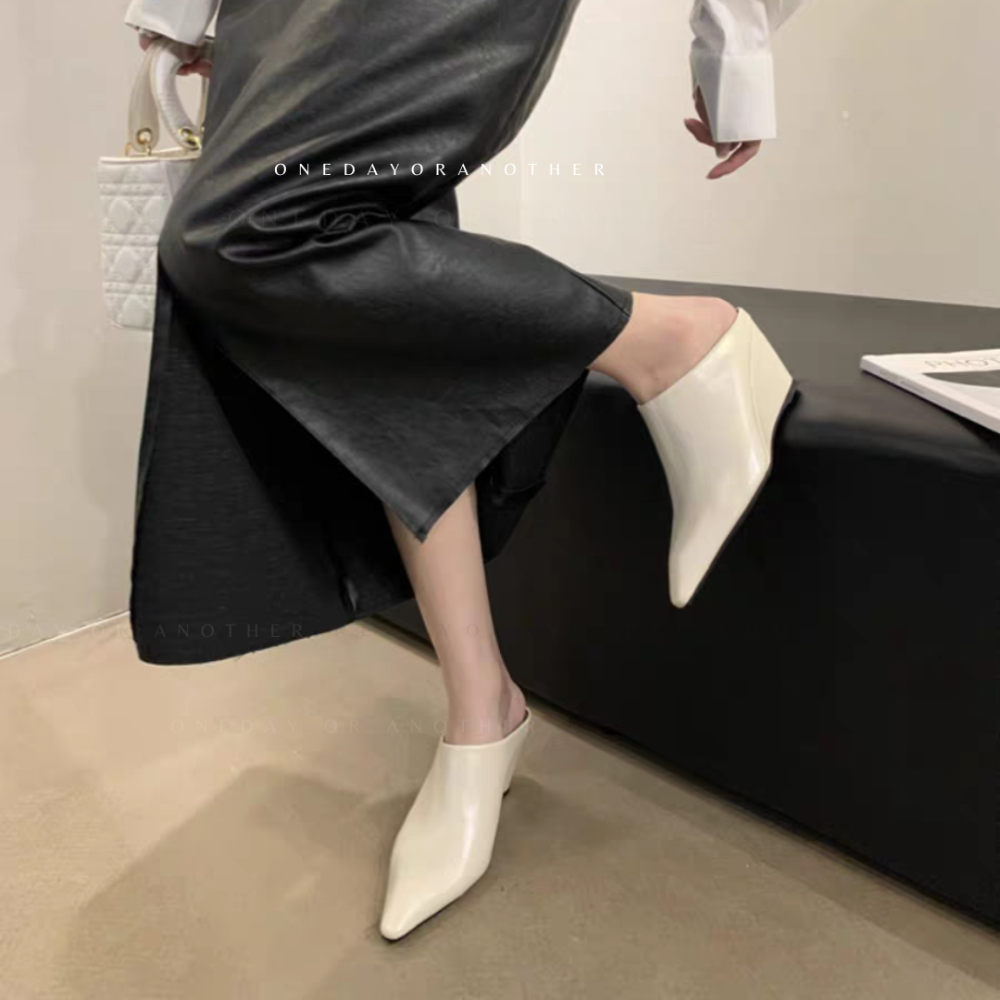 素面皮革懶人穆勒鞋 軟皮小方頭 坡跟高跟涼拖鞋 時尚外穿涼拖鞋 懶人穆勒鞋 英倫鞋 休閒鞋 外穿拖鞋 半拖鞋 G1300-細節圖6