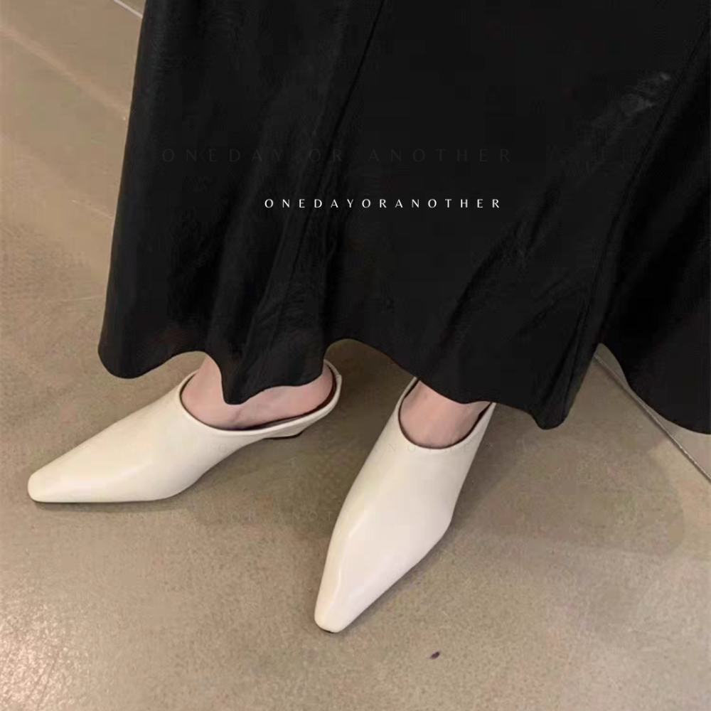 素面皮革懶人穆勒鞋 軟皮小方頭 坡跟高跟涼拖鞋 時尚外穿涼拖鞋 懶人穆勒鞋 英倫鞋 休閒鞋 外穿拖鞋 半拖鞋 G1300-細節圖9