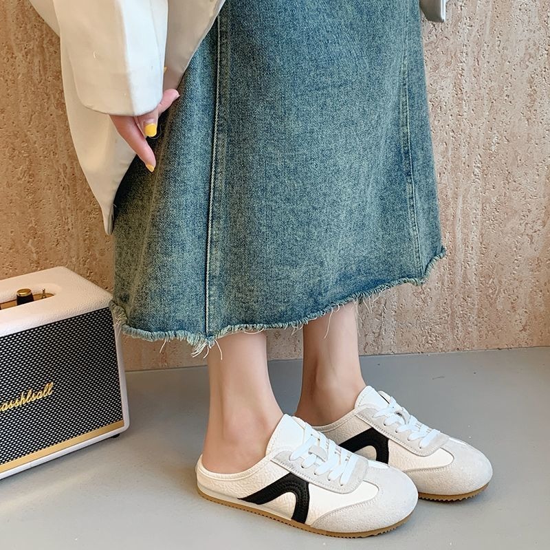 推薦 韓國 德訓鞋 懶人鞋 半拖鞋 休閒鞋 餅乾鞋 厚底懶人鞋 懶人休閒鞋 穆勒鞋 半拖懶人鞋 包頭半拖鞋G6664-細節圖3