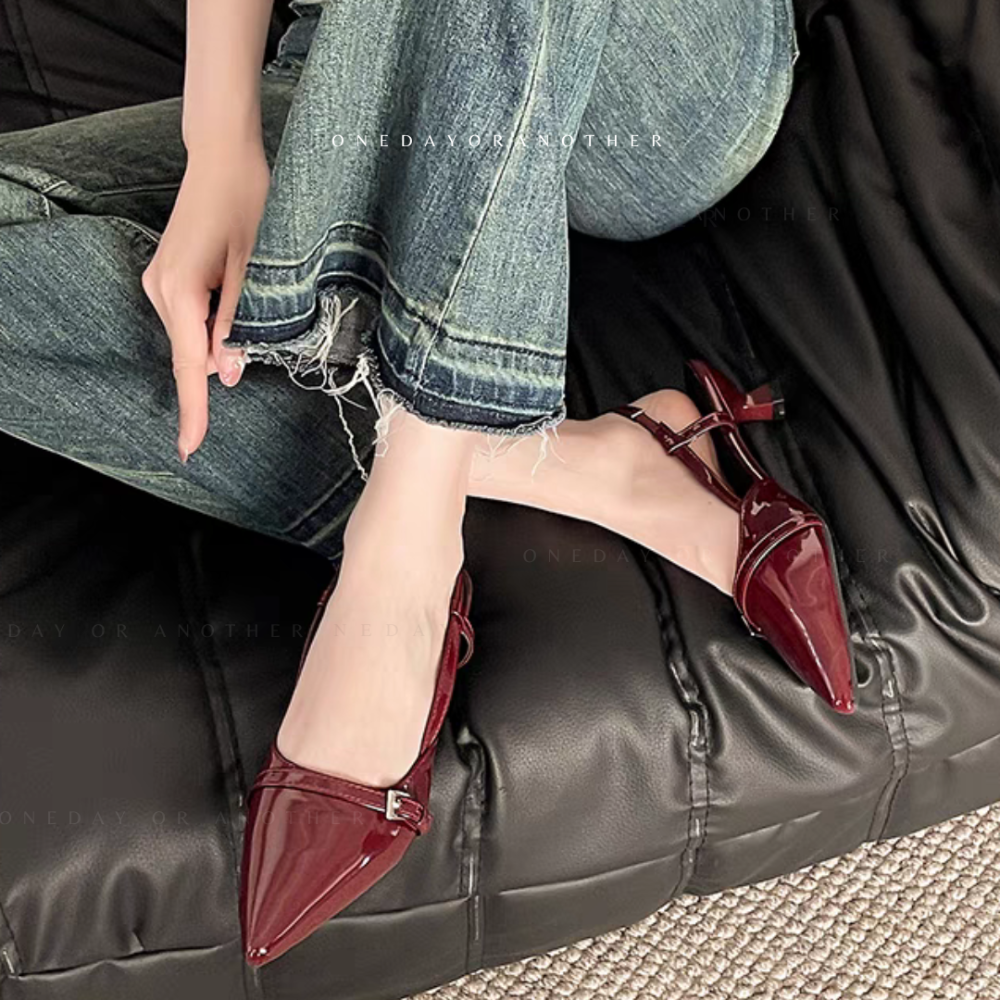 韓國東大門 尖頭跟鞋 瑪麗珍鞋後帶涼鞋 尖頭前包後涼鞋 尖頭跟鞋 低跟鞋 涼鞋 尖頭鞋 OL 通勤 瑪麗珍鞋 G5777-細節圖5