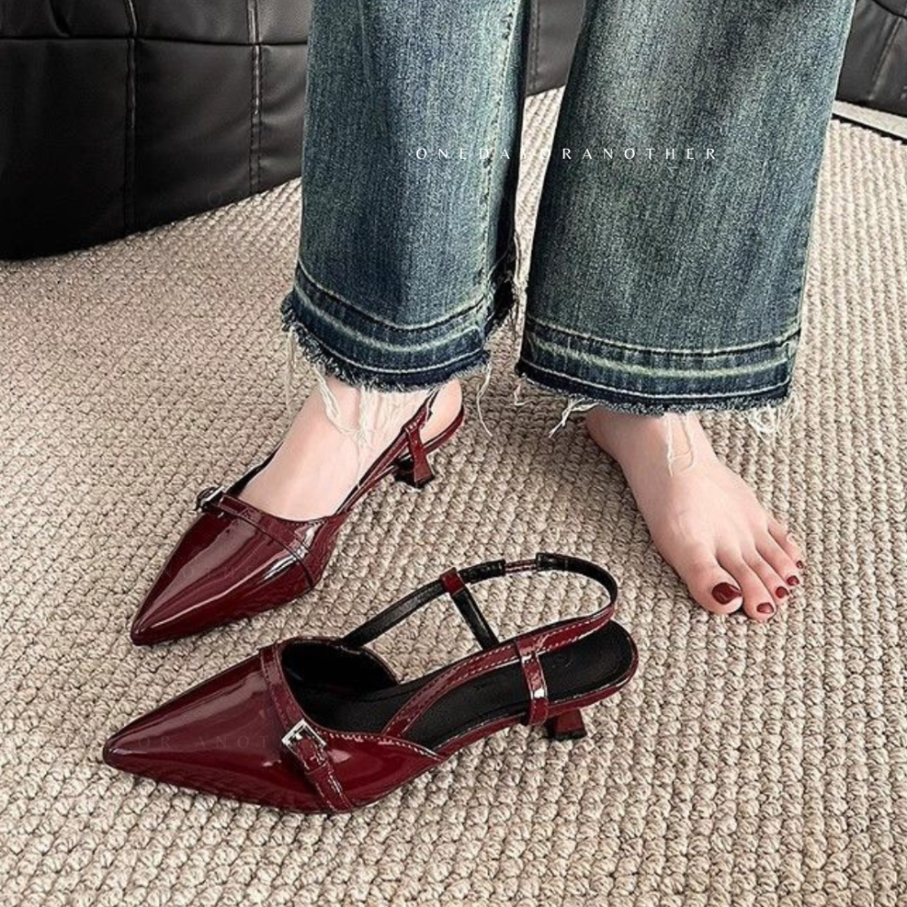 韓國東大門 尖頭跟鞋 瑪麗珍鞋後帶涼鞋 尖頭前包後涼鞋 尖頭跟鞋 低跟鞋 涼鞋 尖頭鞋 OL 通勤 瑪麗珍鞋 G5777-細節圖6