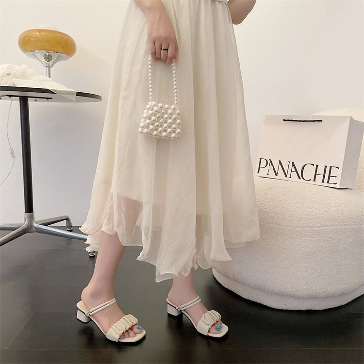 可兩穿涼拖鞋 雲朵皺皺細帶 雲朵跟鞋 雲朵拖鞋 兩穿涼鞋 粗跟涼鞋 方頭涼鞋 低跟涼鞋 粗跟拖鞋 羅馬涼鞋 G7976-細節圖8