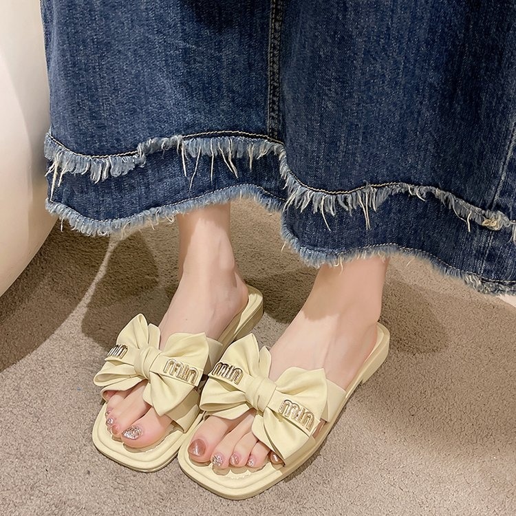 甜美立體蝴蝶結拖鞋 平底涼拖鞋 柔軟舒適拖鞋 輕便拖 一字拖鞋 防滑橡膠底 室內拖 海灘拖鞋 外穿拖鞋 G5425-細節圖6