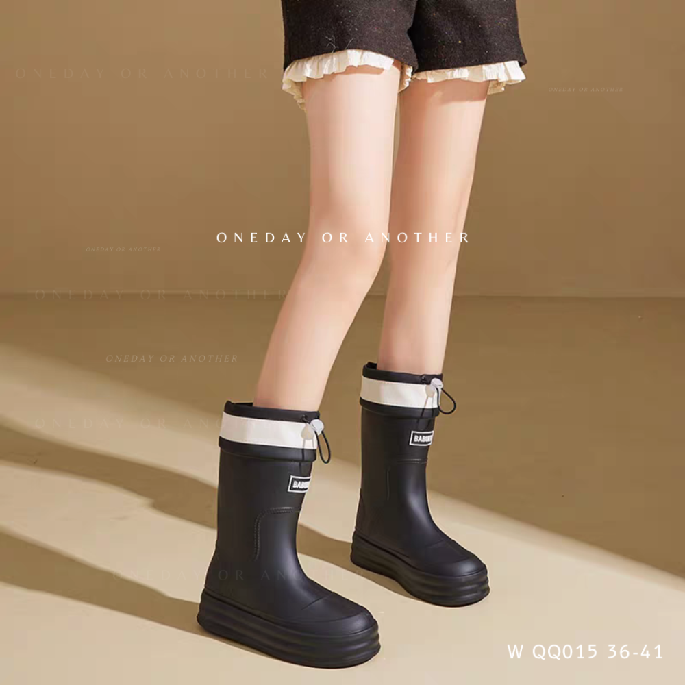 全防水抽繩中長筒雨靴 橡膠防滑雨靴 女鞋 鞋子 防水雨鞋 長筒雨鞋 中筒靴 短雨鞋 防水鞋 中筒鞋 防水靴 QQ105-細節圖2