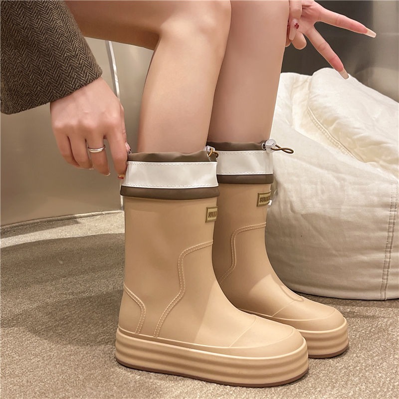 全防水抽繩中長筒雨靴 橡膠防滑雨靴 女鞋 鞋子 防水雨鞋 長筒雨鞋 中筒靴 短雨鞋 防水鞋 中筒鞋 防水靴 QQ105-細節圖7