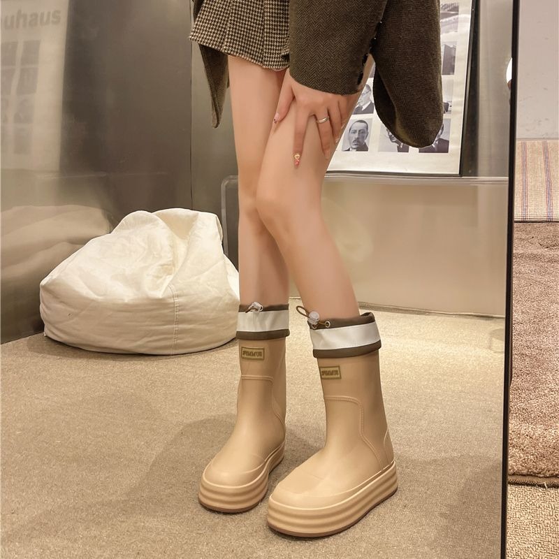 全防水抽繩中長筒雨靴 橡膠防滑雨靴 女鞋 鞋子 防水雨鞋 長筒雨鞋 中筒靴 短雨鞋 防水鞋 中筒鞋 防水靴 QQ105-細節圖8