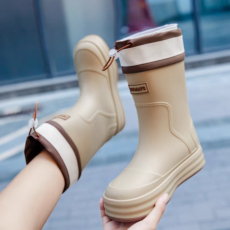 全防水抽繩中長筒雨靴 橡膠防滑雨靴 女鞋 鞋子 防水雨鞋 長筒雨鞋 中筒靴 短雨鞋 防水鞋 中筒鞋 防水靴 QQ105-細節圖9