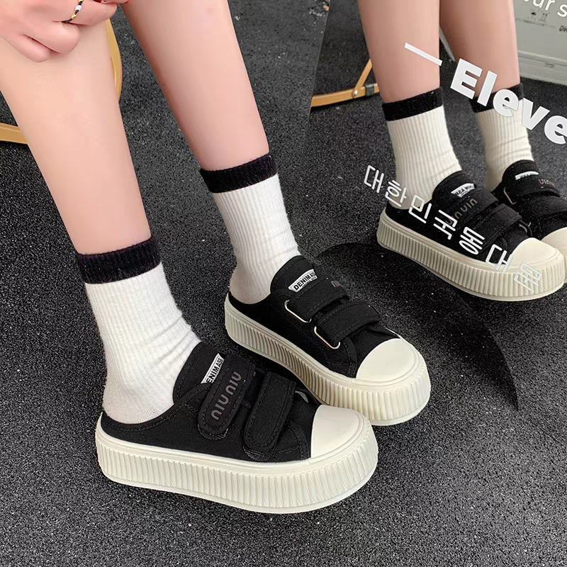 c值超高 超軟餅乾鞋 餅乾鞋 帆布餅乾鞋 韓國餅乾鞋 帆布穆勒鞋 韓國網紅 餅乾拖鞋 帆布懶人鞋 厚底鞋 百搭G3638-細節圖3