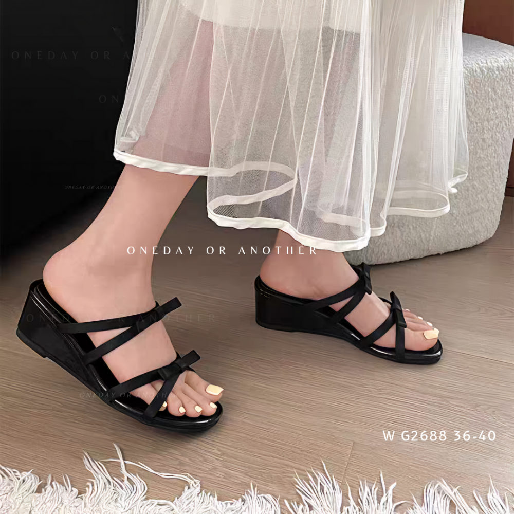 甜美蝴蝶結涼拖鞋 小坡跟涼鞋 女神氣質拖鞋 氣質百搭 休閒外出拖鞋 增高鞋 增高拖鞋 婚禮跟鞋 外出拖鞋 G2688-細節圖2