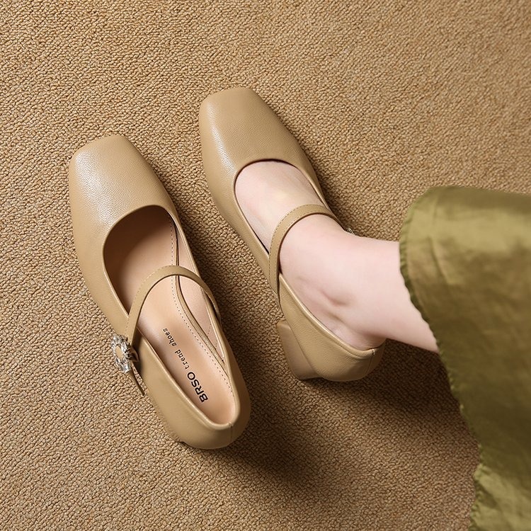 瑪莉珍粗跟鞋 女復古 中跟鞋 氣質皮鞋 方頭高跟鞋 低跟鞋 韓系百搭 文青鞋 黑色奶茶色 約會OL上班鞋 2557-細節圖9