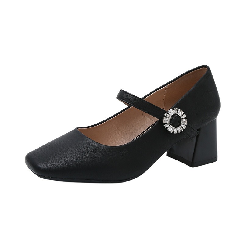 瑪莉珍粗跟鞋 女復古 中跟鞋 氣質皮鞋 方頭高跟鞋 低跟鞋 韓系百搭 文青鞋 黑色奶茶色 約會OL上班鞋 2557-規格圖9