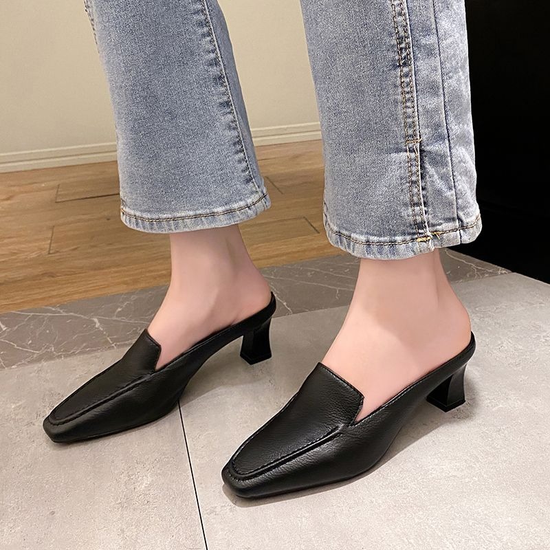 穆勒鞋 女鞋 粗跟鞋 懶人鞋 通勤鞋 高跟鞋 後空鞋 韓系女鞋 約會鞋 上班鞋 時尚鞋 百搭鞋 軟底鞋 方頭鞋G7255-細節圖3