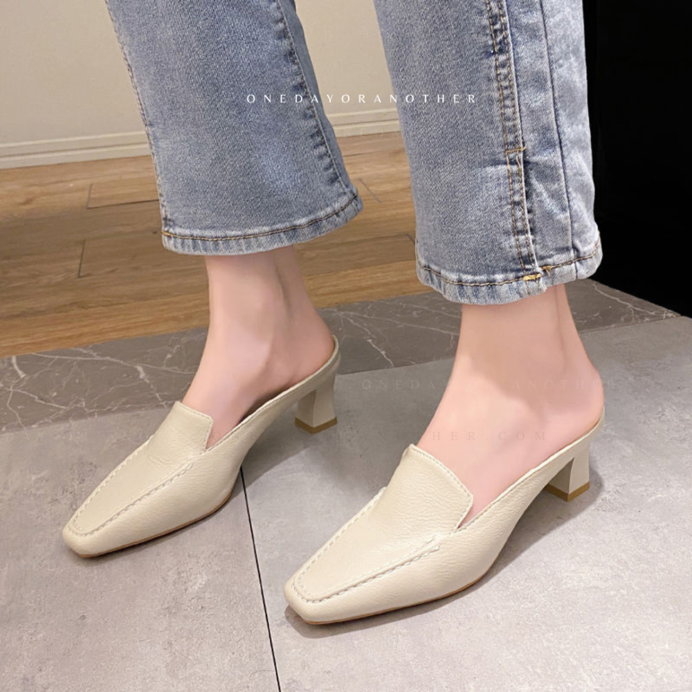 穆勒鞋 女鞋 粗跟鞋 懶人鞋 通勤鞋 高跟鞋 後空鞋 韓系女鞋 約會鞋 上班鞋 時尚鞋 百搭鞋 軟底鞋 方頭鞋G7255-細節圖7