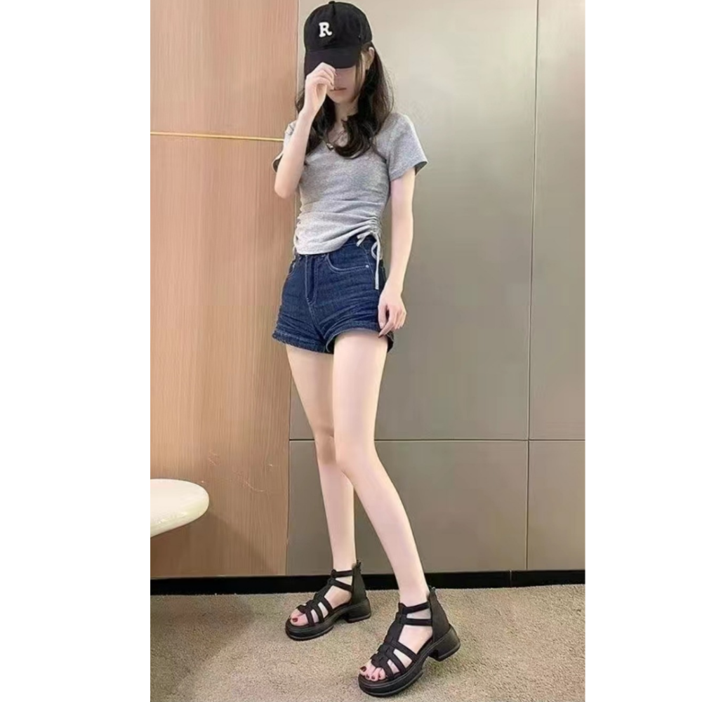 羅馬涼鞋 女鞋 厚底涼鞋 顯腿細 百搭休閒鞋 後拉鍊設計 軟底好走 不磨腳 涼感夏鞋 韓系穿搭 鬆緊好穿 6902A-細節圖6