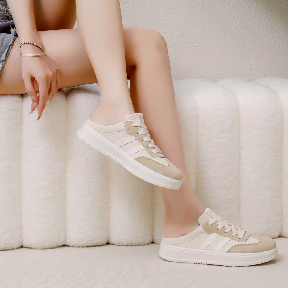 韓版百搭懶人厚底鞋 休閒鞋 懶人鞋 餅乾鞋 懶人鞋 軟底好穿 包頭半拖鞋 平底穆勒鞋 女鞋 餅乾鞋 前包後空 HL706-細節圖3