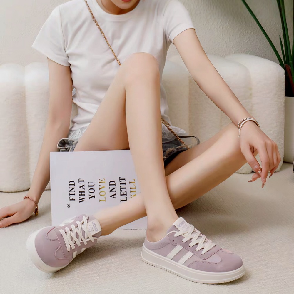 韓版百搭懶人厚底鞋 休閒鞋 懶人鞋 餅乾鞋 懶人鞋 軟底好穿 包頭半拖鞋 平底穆勒鞋 女鞋 餅乾鞋 前包後空 HL706-細節圖4