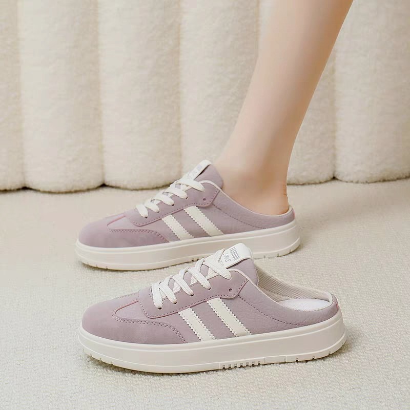 韓版百搭懶人厚底鞋 休閒鞋 懶人鞋 餅乾鞋 懶人鞋 軟底好穿 包頭半拖鞋 平底穆勒鞋 女鞋 餅乾鞋 前包後空 HL706-細節圖5