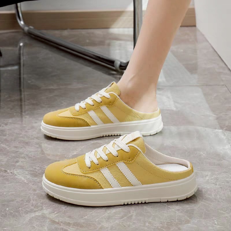 韓版百搭懶人厚底鞋 休閒鞋 懶人鞋 餅乾鞋 懶人鞋 軟底好穿 包頭半拖鞋 平底穆勒鞋 女鞋 餅乾鞋 前包後空 HL706-細節圖7