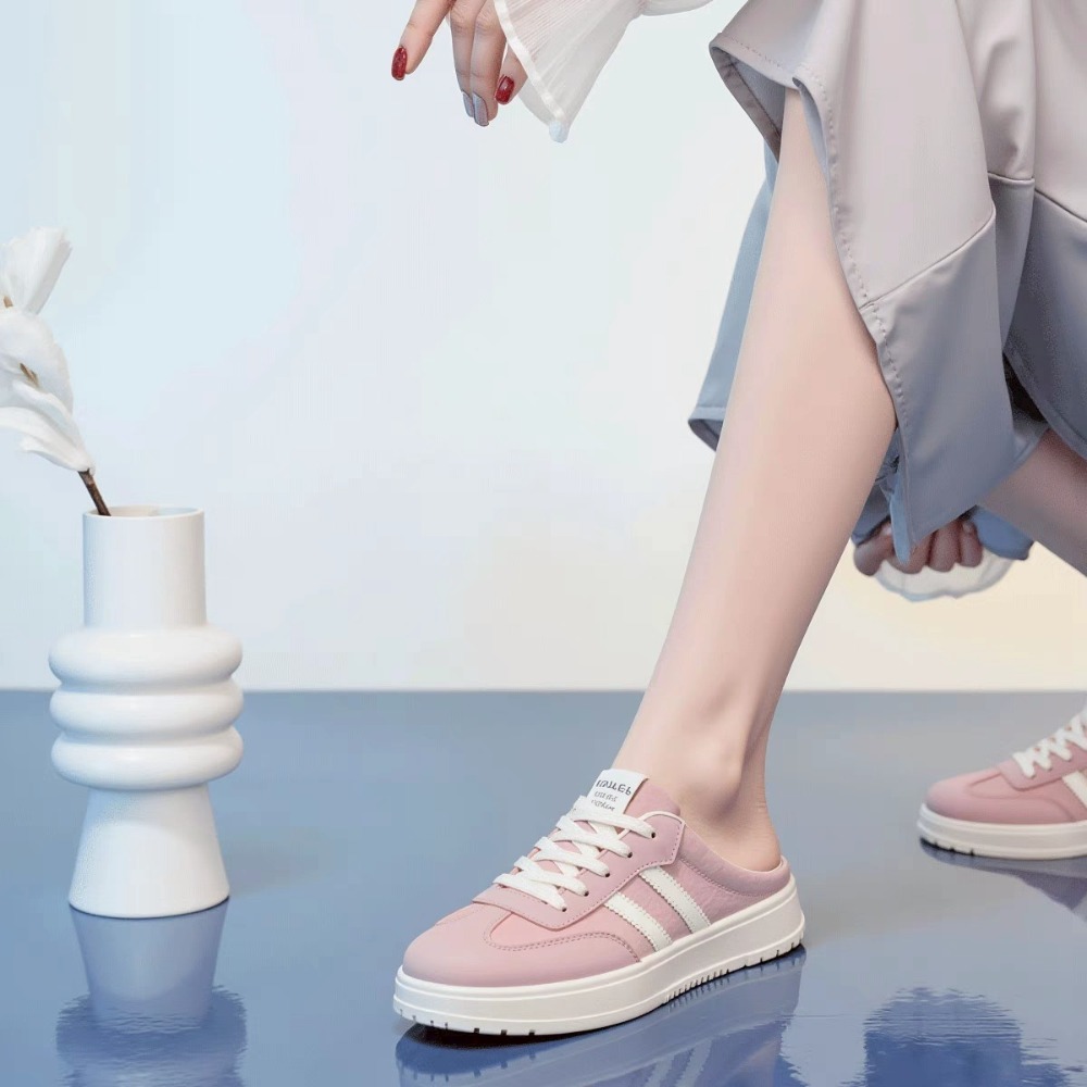 韓版百搭懶人厚底鞋 休閒鞋 懶人鞋 餅乾鞋 懶人鞋 軟底好穿 包頭半拖鞋 平底穆勒鞋 女鞋 餅乾鞋 前包後空 HL706-細節圖9