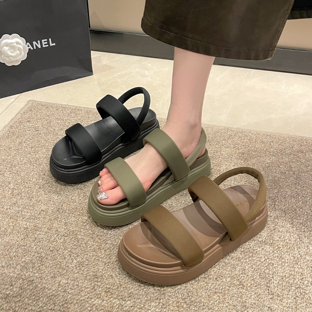 厚底涼鞋 女生休閒鞋 軟底好走 懶人涼鞋 韓系極簡涼鞋 百搭穿搭鞋 軟Q鞋墊涼鞋 大地色涼鞋 夏季必備鞋 1188-細節圖4