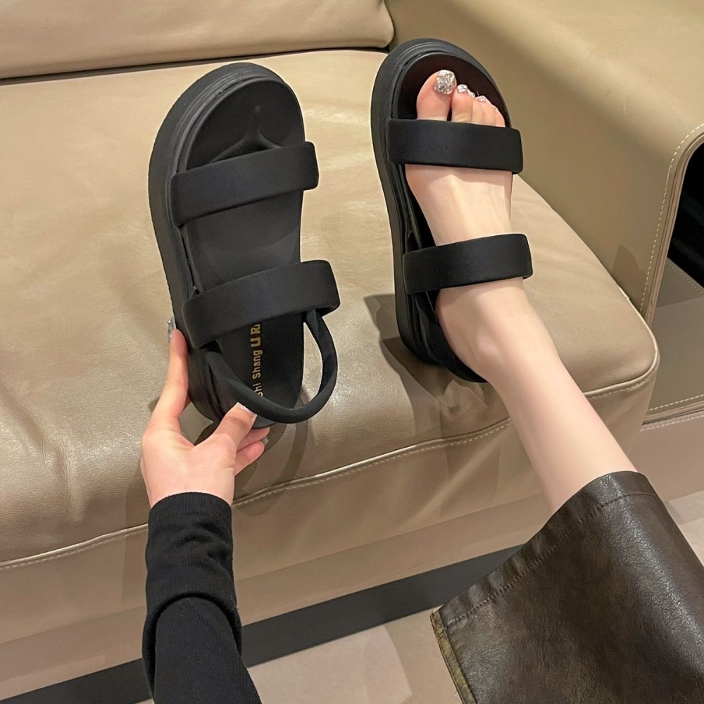 厚底涼鞋 女生休閒鞋 軟底好走 懶人涼鞋 韓系極簡涼鞋 百搭穿搭鞋 軟Q鞋墊涼鞋 大地色涼鞋 夏季必備鞋 1188-細節圖6