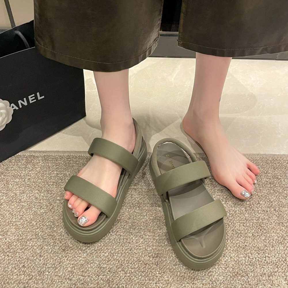 厚底涼鞋 女生休閒鞋 軟底好走 懶人涼鞋 韓系極簡涼鞋 百搭穿搭鞋 軟Q鞋墊涼鞋 大地色涼鞋 夏季必備鞋 1188-細節圖8