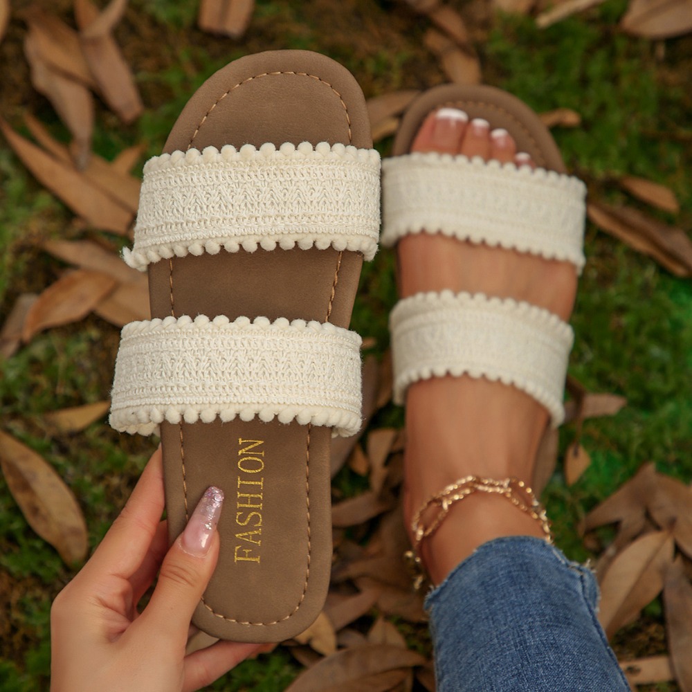 大尺碼36-42 韓國東大門 編織流蘇拖鞋 羅馬鞋 平底涼拖鞋 女生涼拖鞋 防滑涼拖鞋 舒適拖鞋 防滑橡膠底 G1614-細節圖7