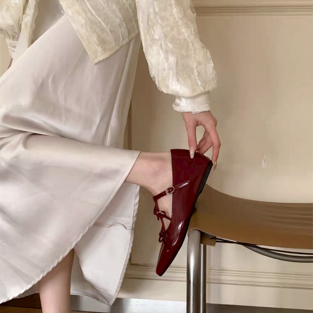 法式綁帶尖頭瑪莉珍鞋 漆皮低跟平底鞋 小香風氣質款 甜美復古女鞋 軟Q好走 約會通勤 百搭單鞋 5938-細節圖8