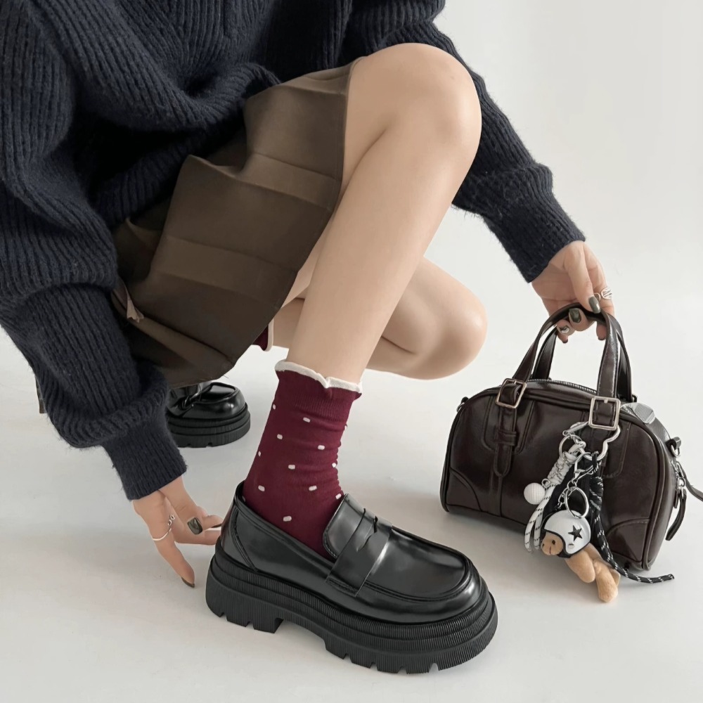 超軟厚底樂福鞋 顯高增高女鞋 小香風學院風 穿搭百搭款 上班休閒通勤必備 2025新款氣質女鞋 學生鞋 2996-細節圖4