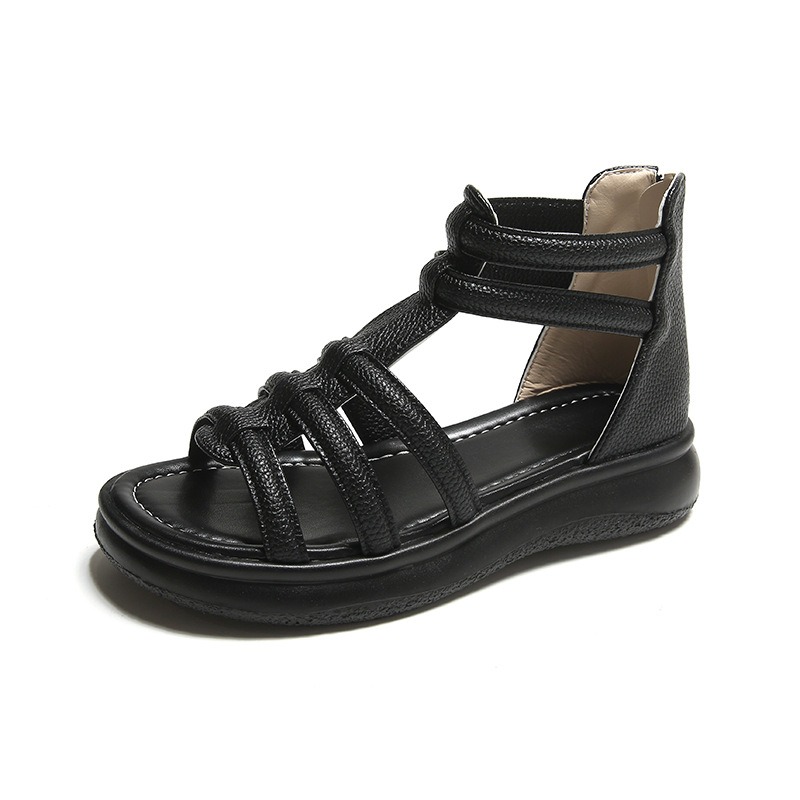 韓系羅馬涼鞋 軟Q舒適厚底涼鞋 百搭復古魔鬼氈女鞋 仙女風學生涼鞋 休閒平底鞋 兩色可選 G8104-規格圖11