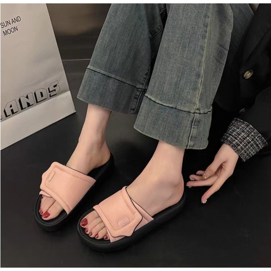 大尺碼36-42 魔鬼氈拖鞋 韓版增高厚底涼拖鞋 百搭懶人居家室外拖鞋 軟底止滑舒適情侶拖鞋 8001-細節圖7