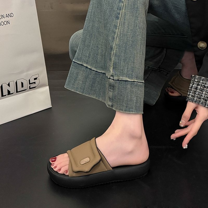 大尺碼36-42 魔鬼氈拖鞋 韓版增高厚底涼拖鞋 百搭懶人居家室外拖鞋 軟底止滑舒適情侶拖鞋 8001-細節圖10