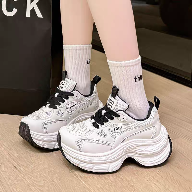 2025新款厚底增高老爹鞋 韓版休閒運動鞋 百搭小白鞋 學生顯瘦透氣跑步鞋 女鞋舒適氣墊鞋 M56-細節圖5