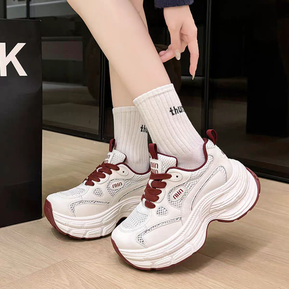 2025新款厚底增高老爹鞋 韓版休閒運動鞋 百搭小白鞋 學生顯瘦透氣跑步鞋 女鞋舒適氣墊鞋 M56-細節圖8