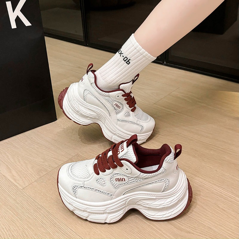 2025新款厚底增高老爹鞋 韓版休閒運動鞋 百搭小白鞋 學生顯瘦透氣跑步鞋 女鞋舒適氣墊鞋 M56-細節圖9